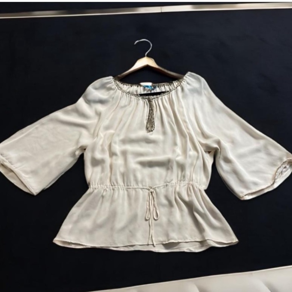 Alice + Olivia 100% Silk boho evening blouse top elegant + classy size L